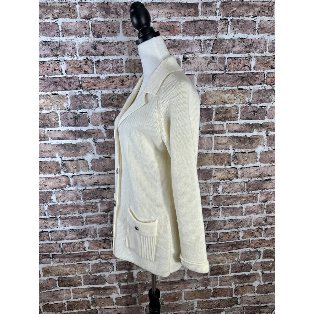 Jason Maxwell Vintage 90s Cream Knit Blazer Cardigan Grandpa Core Old Money L - Picture 7 of 15